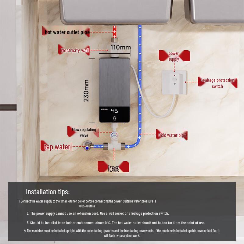 Konka Instant Kitchen Water Heater CN plug (adapter included)