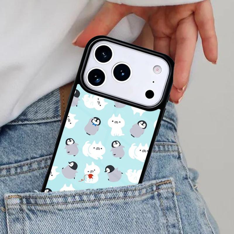 Милый Чехол для Телефона с Рисунком Пингвина для iPhone 16e 15 14 13 12 17 Pro Max Plus Air 17pro Чехол Coque