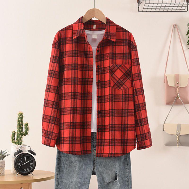 Модная клетчатая рубашка для женщин, свободная и стильная, стройнящая, с винтажным гонконгским колоритом, идеально подходит для весны/осени