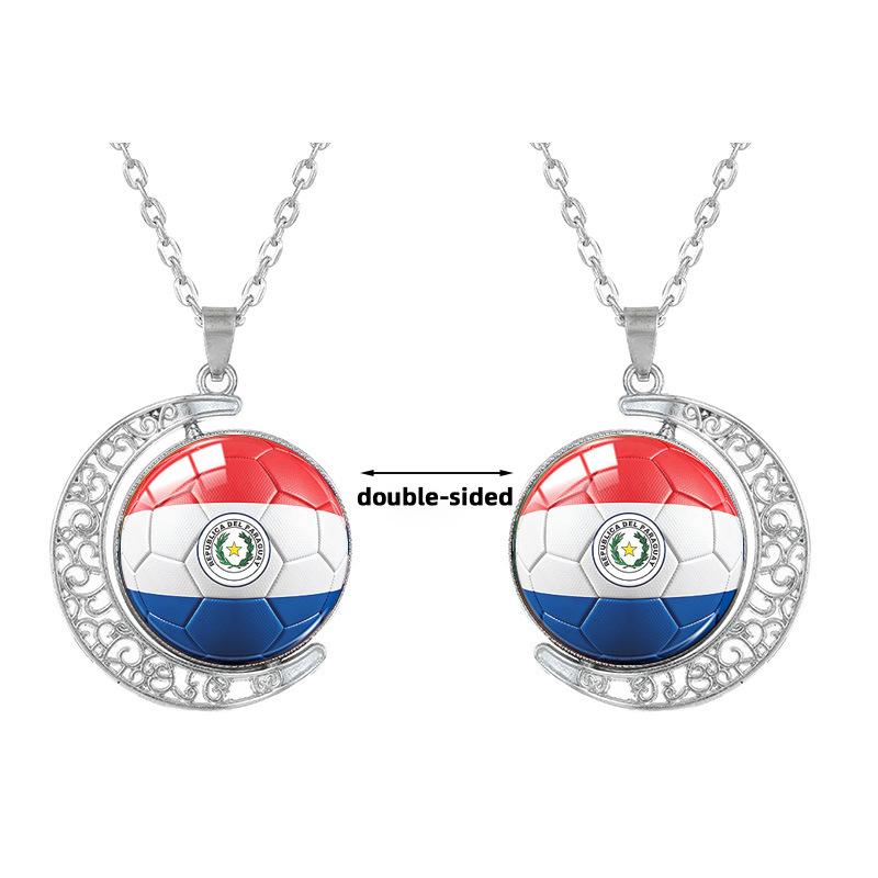 1Pc 2026 World Cup 48 Countries Flag Rotating Moon Necklace, Football Fan Support Pendant