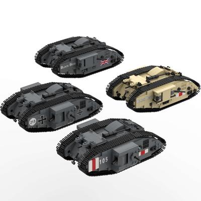 WW1 Mark IV Самец и Черная Бесс Тяжелый танк Военный конструктор Игрушка Набор для сборки Совместимый с брендами