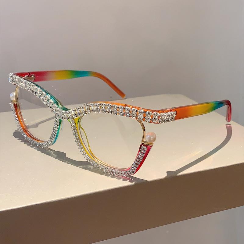 Винтажные оптические очки «кошачий глаз» с бриллиантами и жемчугом, блокирующие синий свет, женские, бренд люкс, оправа для очков для близорукости по рецепту