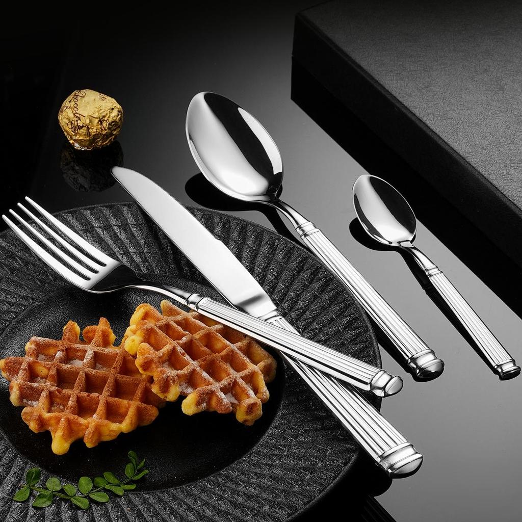 Набор столовых приборов из нержавеющей стали 304 в стиле римской колонны: Нож для стейка, ложка, вилка, десертная ложка, ложка для риса, ложка для супа.