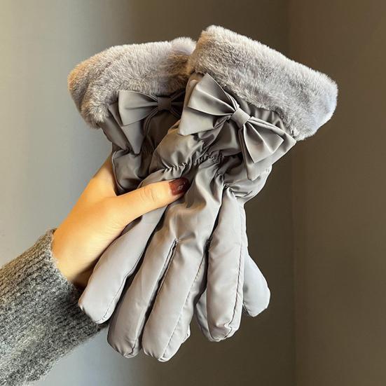 Женские водонепроницаемые лыжные перчатки, ветрозащитные, с флисовой подкладкой, термоперчатки с сенсорным экраном, зимние теплые перчатки с пушистыми манжетами для сноубординга, пеших прогулок, катания на снегоходах