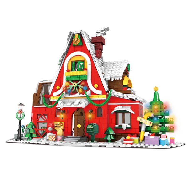 City Creativity Winter Village Christmas House Christmas ART House Model Building Blocks Bricks Kids Toys Christmas Gift