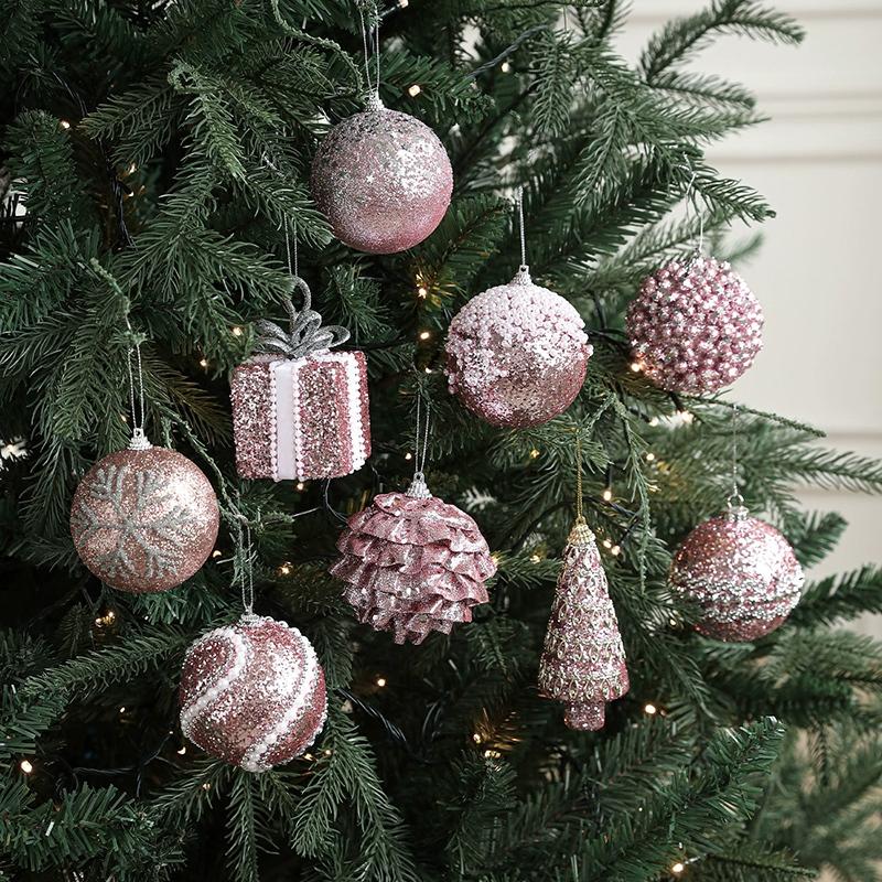 Christmas Tree Ornaments Glitter Ball Reindeer Snowflake Pendants Xmas Tree Decorations  New Year Party Decor Navidad