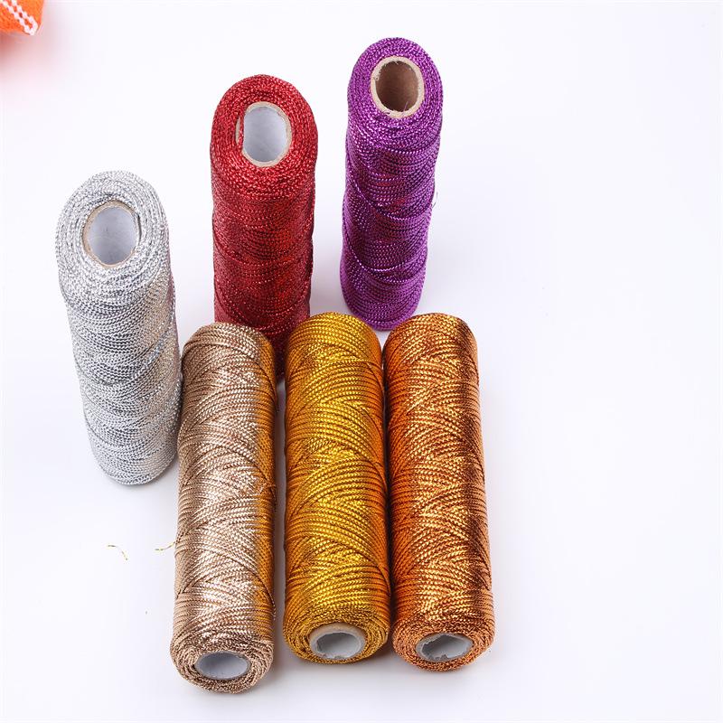 Золотая и серебряная веревка толщиной 1,5 мм для упаковки подарков и связывания букетов, 16 прядей