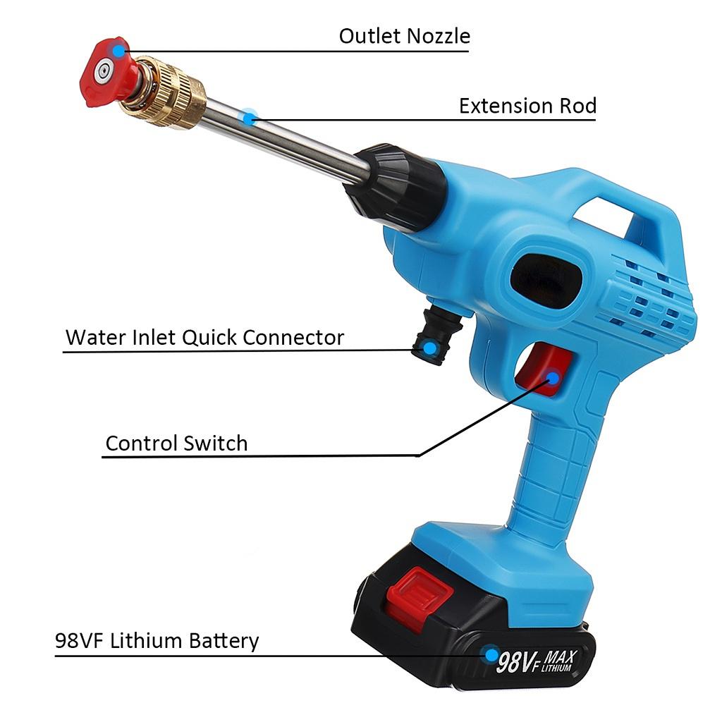 1800 Вт Беспроводные водоструйные пистолеты для мойки автомобилей высокого давления 85 бар Электрическая автомойка Портативный водяной пистолет-распылитель