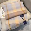 100 Pure Wool Plaid Scarf Women's Winter Versatile Men's Warm Couple Scarf Birthday Gift