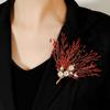 Fire Tree Silver Flower Heavy Handmade Red Crystal Brooch Niche High-end Flower Pin Suit Corsage Accessories Women