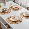 1pc PVC Place Mats Round Rustic Brown Charger Place Mat for Farmhouse Tan Table Setting Summer Spring Fall Wedding Dinner Party Decor