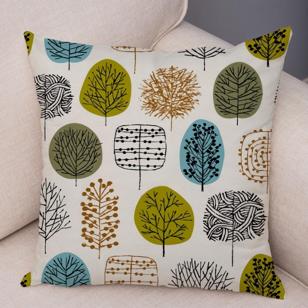 Абстрактное искусство, декоративная наволочка с геометрическим растением, деревом, цветком, диван, домашняя автомобильная наволочка
