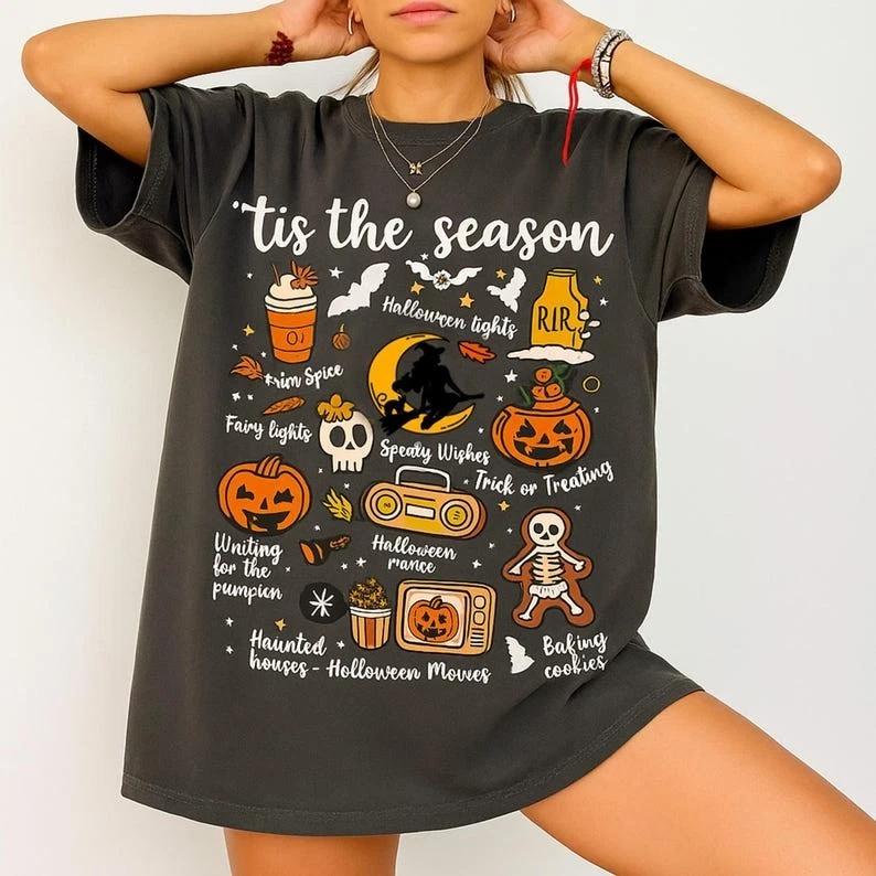 Vintage Halloween Shirt, Tis' the Season, Retro Halloween Aesthetic, Women's