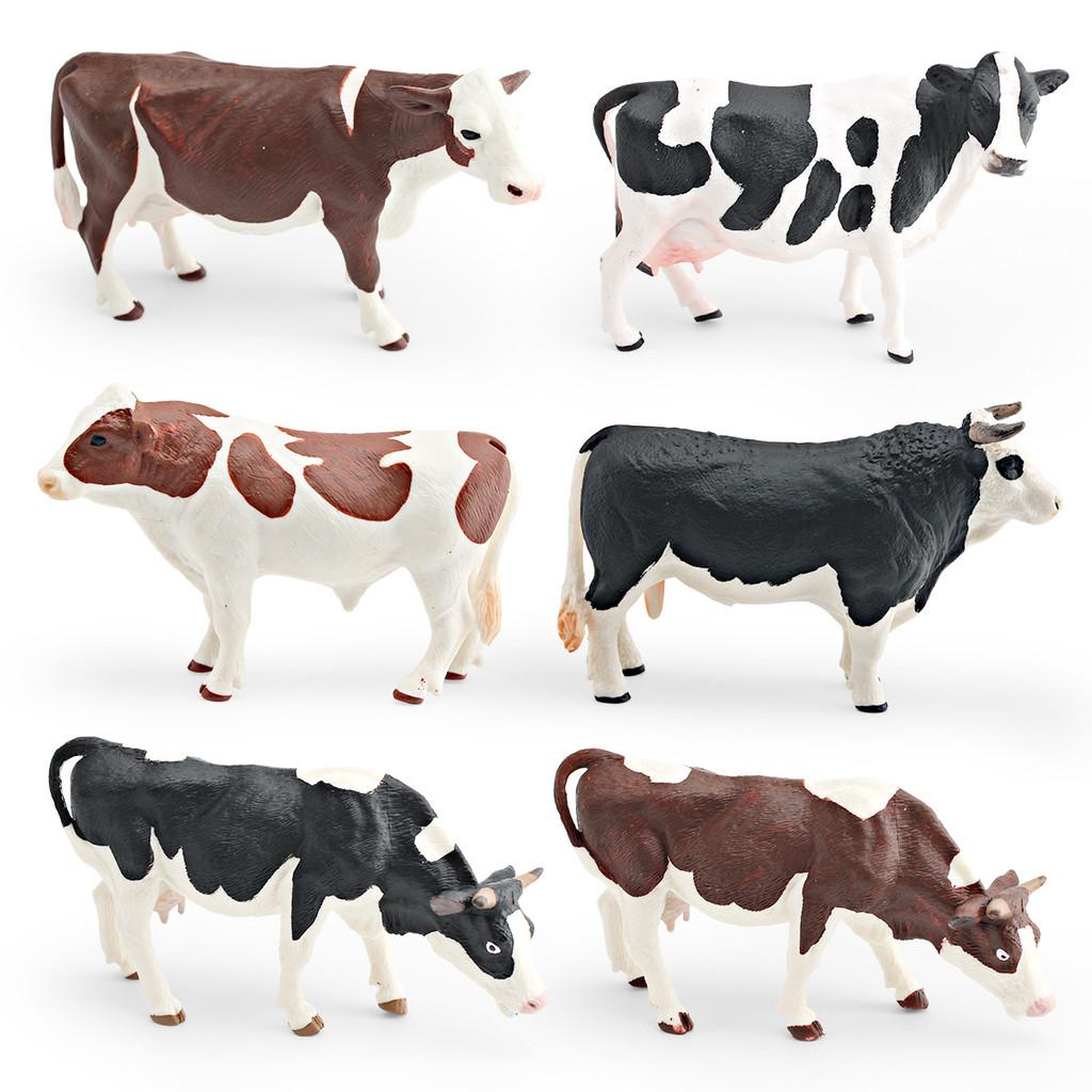 Реалистичные фигурки сельскохозяйственных животных из ПВХ с моделями дойной коровы и быка для детских развивающих игрушек