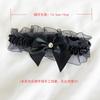 Black Bow Bell Choker Lolita Cute Lace Stretch Wristband Leg Ring Set