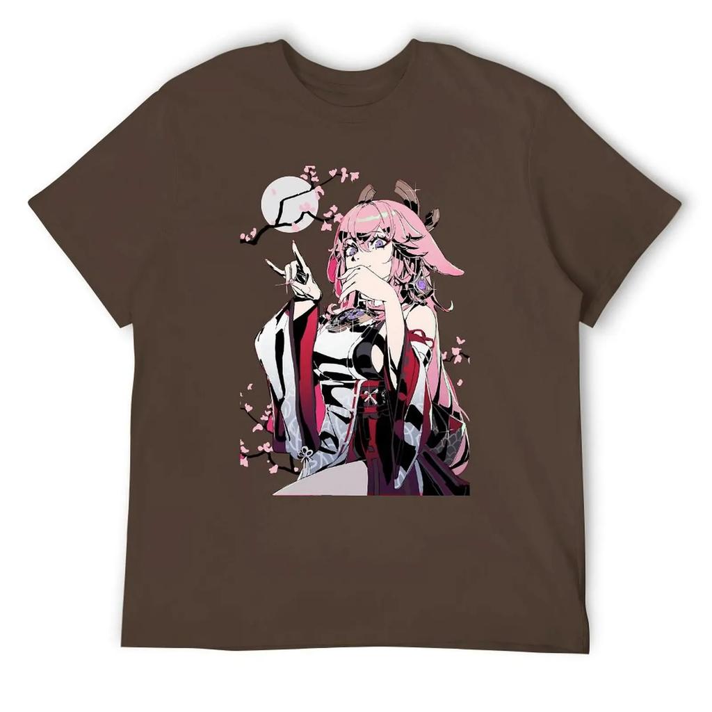 Yae Miko Фотографический принт на продажу Футболки Графический Крутая футболка Круглый вырез Движение Юмор Графический дом Размер США