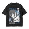 Футболка Chainsaw Man Reze Washed Уличная одежда Хип-Хоп Винтажная Футболка Аниме Бомбы Дьявол Футболки Для Мужчин Женщин Хлопок Харадзюку Лето
