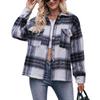 Autumn and Winter Women's Coat Plaid Mohair Short Long-sleeved Tweed Thick Coat