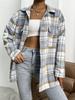 European American Women's Flannel Plaid Casual Loose Shirt Jacket