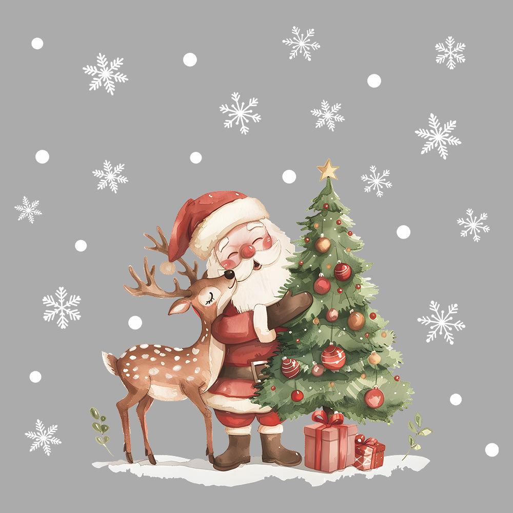 Christmas Decorations Santa Elk Glass Windows and Windows Landscaping Window Stickers Uv Static