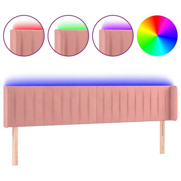 VidaXL LED Headboard Bedroom Furniture Double Bed Accessory Head of Bed Frame Interior Pink 3123545
