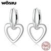 Authentic 925 Sterling Silver Simple Love Ear Buckles for Girl Sterling Silver Heart Earrings Women Fine Jewelry Gift
