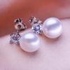 seniko 8-9mm Natural Freshwater Pearl Earrings Geometry Design Fashion Cubic Zirconia Earrings For Women Girl Gift