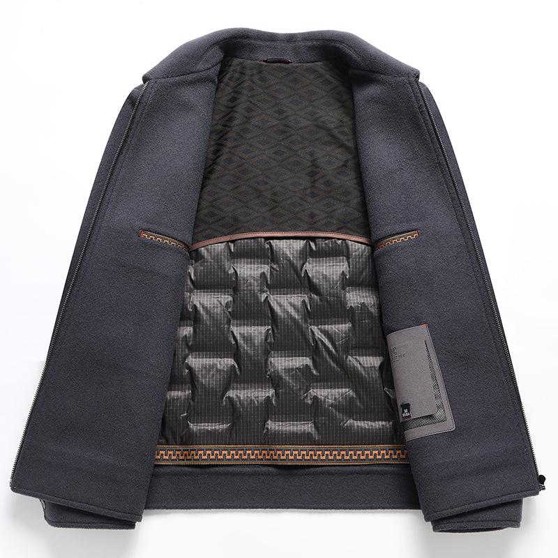 Двусторонняя шерстяная куртка со съемной подкладкой из гусиного пуха, мужская осенне-зимняя новая двусторонняя шерстяная куртка