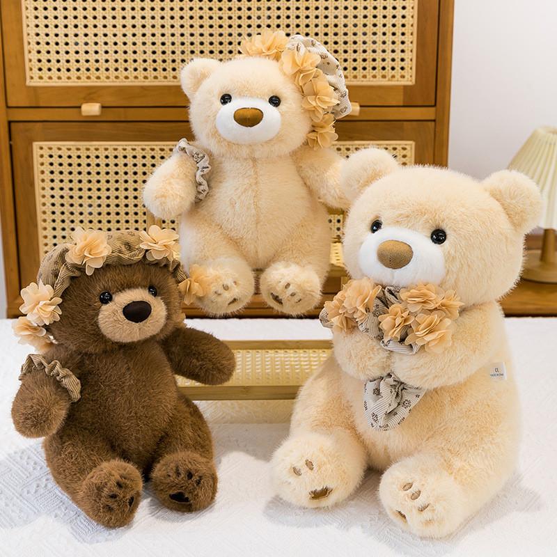 Teddy Bear Plush With Rose Decor Handmade Gift For Valentines And Friends