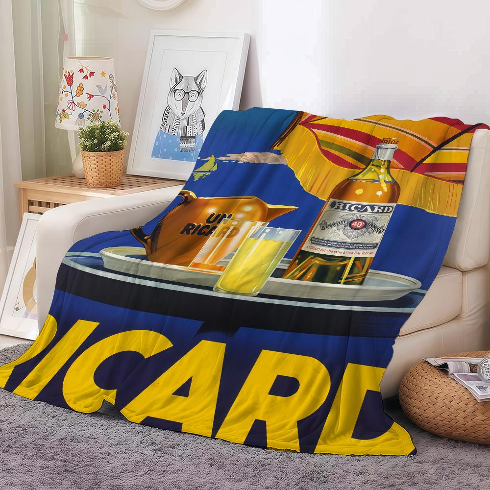 Fashion print R-RiCard Blanket For Sofa Office Bed Plane Travel Sleep Read Relax Camping Soft And Warm