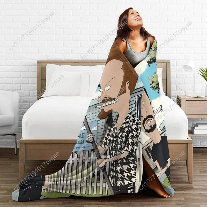 Beavis and Butthead Character Flannel Blanket Durable comfortable fabric for all seasons perfect for sofas beds Custom blankets