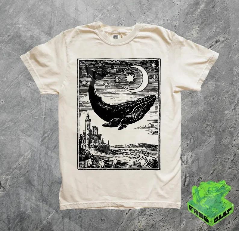 Men's Summer Tee Cotton Vintage Whale Graphic Shirt, Comfort Colors, 90s Retro Whale Tee Full Size S-3XL,Unisex,gift,Top
