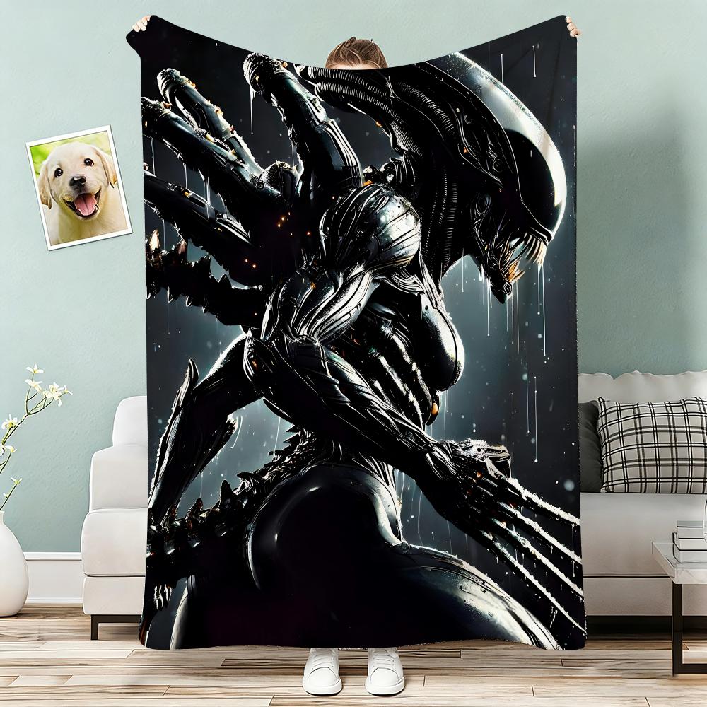Classic Alien Film Space Horror Movie Throw Lightweight g Flannel Blanket Soft Skinfriendly for Summer Cooling