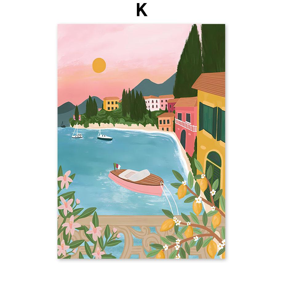 Бохо Абстрактная Девушка Озеро Птицы Лист Иллюстрация Настенное Искусство Холст Живопись Скандинавский Постер И Принты Картины Для Декора Гостиной