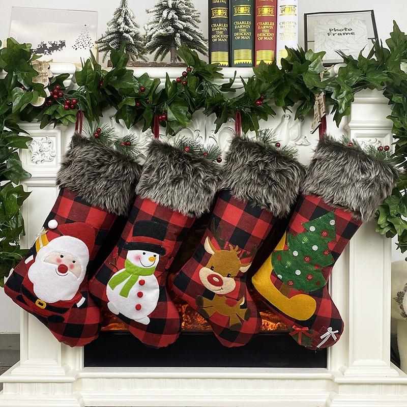 Hot Sale Christmas Stocking Gift Bag Christmas Ornaments Christmas Socks Set Christmas Pendant Gift Bag