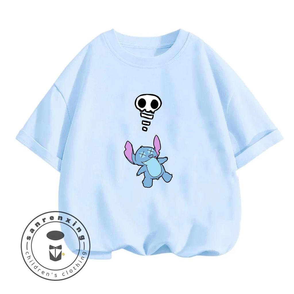 Футболка с рисунком Stitch Alien Smiley 2026 Девочки Лето Горячая Распродажа Повседневный Топ Новый Детский Стиль для Мальчиков