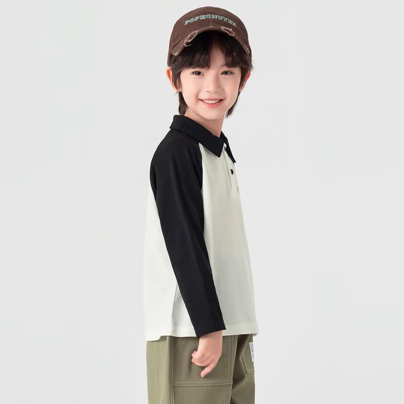 Boys' Little Monster Print Raglan Sleeve Polo Shirt