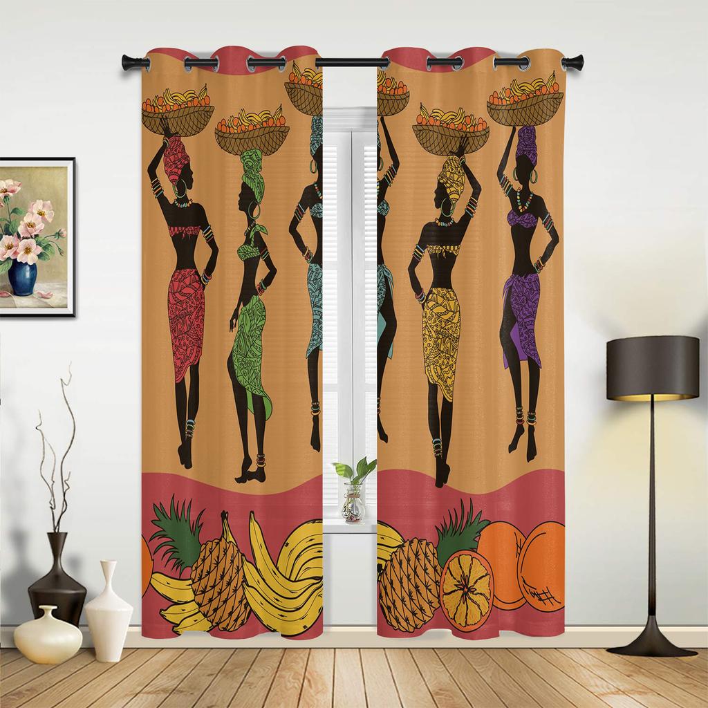 Ethnic Style African Women Black Women Curtains for Bedroom Living Room Drapes Kitchen Children's Room Window Curtain Home Decor