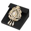 Gold Color Coffee Women's Brooch Wedding Jewelry Full Crystal Lapel Flower Pin Wholesale