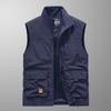 Жилет для весны и осени, мужской тонкий повседневный жилет для работы на открытом воздухе с несколькими карманами, мужской свободный жилет со стоячим воротником