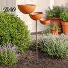 Metal Bird Feeder Stake 3 Tiered Cascading Rain Catcher Bath, Garden Water Stable Post Bowl Feeder, Outdoor Pollinator Watering Station for