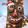 Resin Tree Peeker for Garden 5 Pcs/Set Outdoor Face Decor, Christmas Art with Holiday Yard Atmosphere Decor Santa Hat, Funny Eyes Nose Mouth Set Patio