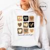 Women Hoodies Tops Funny Heart Leopard Print Hoodie Fashion Clothing Casual Female Sweatshirts Heart Leopard Fashion Streetwear