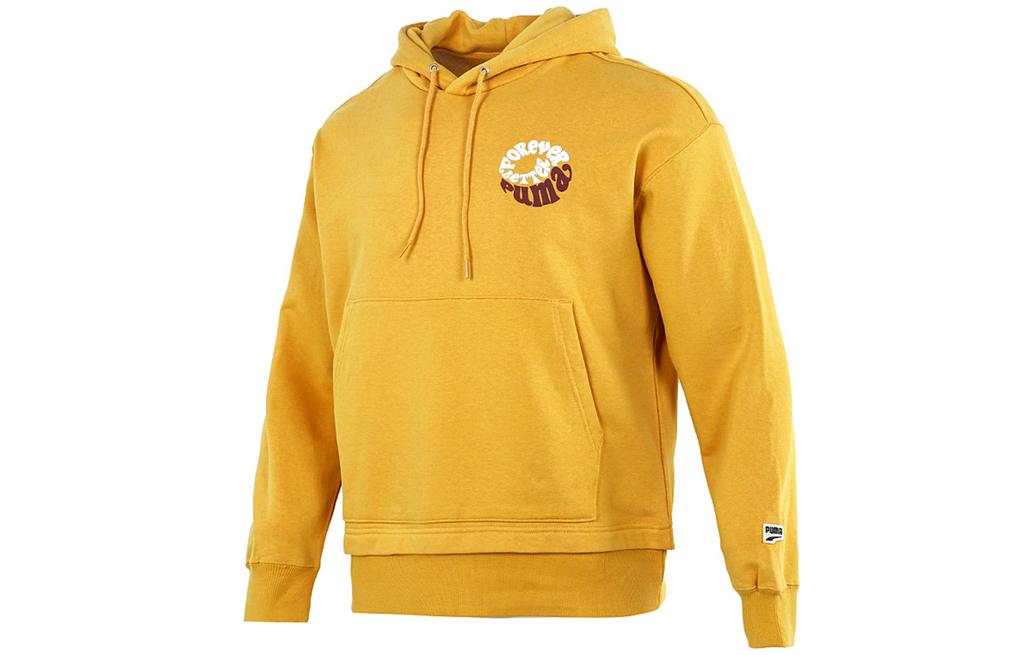 PUMA Sweatshirts Men's Yellow Hooded Moderate Mock Two Piece 533038-37
