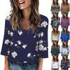 Women's V Neck 3/4 Sleeve Tops Casual T Shirts Basic Summer Tees Loose Pullover Top