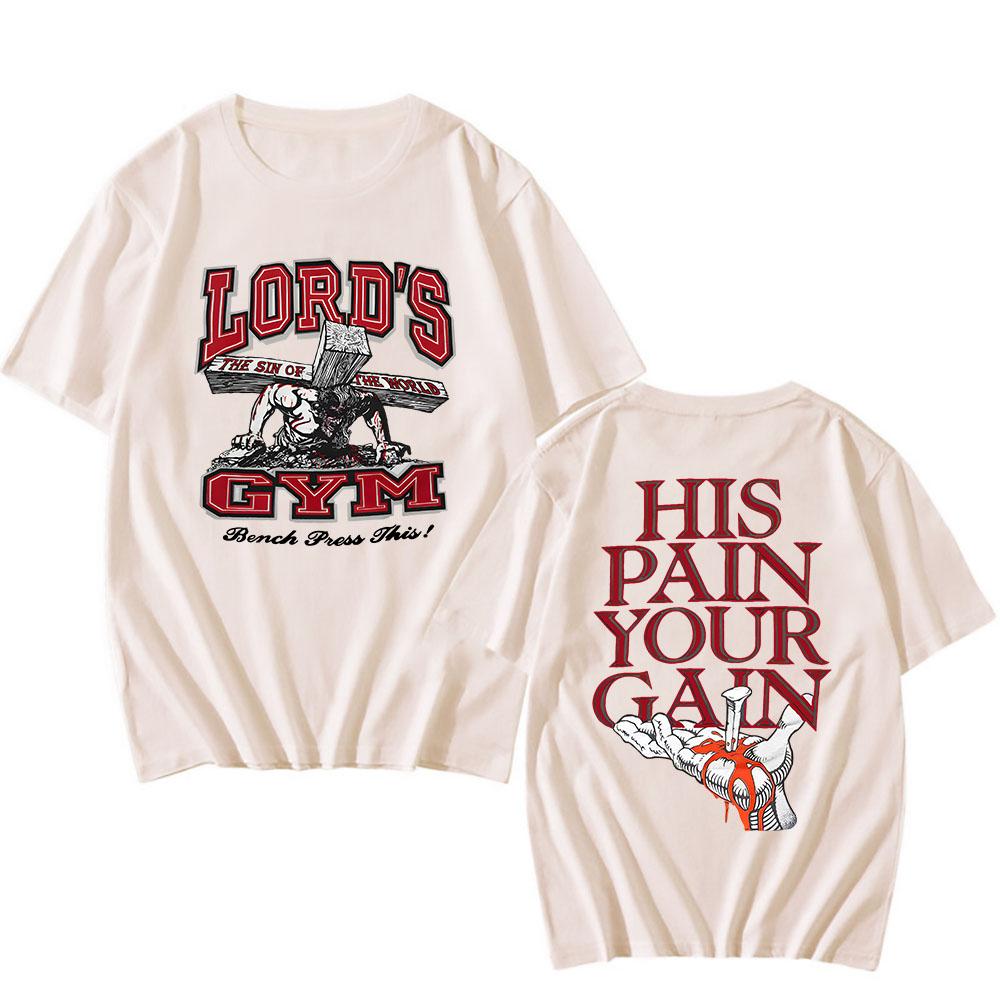 Футболка Lords Gym His Pain Your Gain из хлопка для мужчин/женщин, летняя футболка в стиле хип-хоп с графическим принтом, уличная одежда унисекс, майки