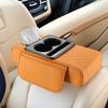 Universal Car Center Console Armrest Pad With Tissue Box Holder Cup Storage Pocket Elevator Cushion