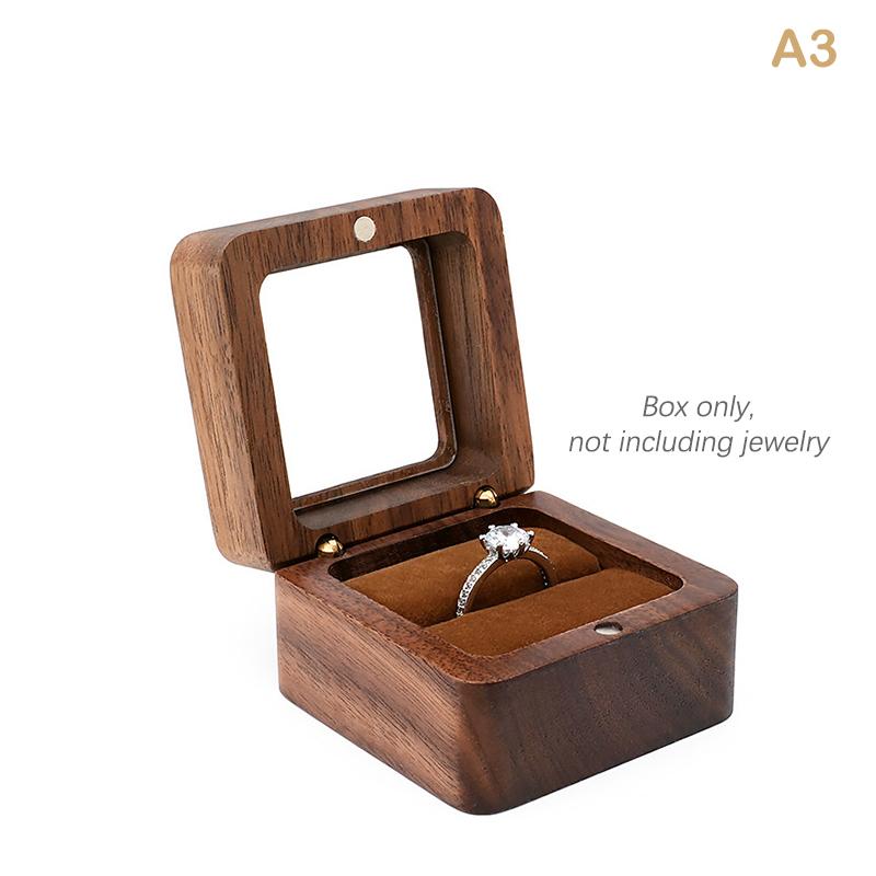 Шкатулка для ювелирных изделий из цельного дерева грецкого ореха, шкатулка для обручальных колец, маленькая настольная для хранения ювелирных изделий