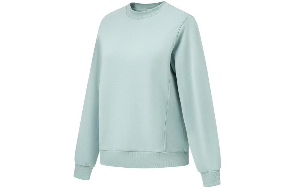 Li Ning Fitness Series Solid Color Fleece Lined Thermal Loose Fit Pullover Sweatshirt Women's Stone Gray AWDT782-1