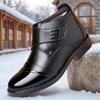 New High-top Velvet Thickened Warm Men's Shoes Leather Surface Windproof Warm Cotton Shoes Glossy Business Casual Shoes Cotton Leather Boots